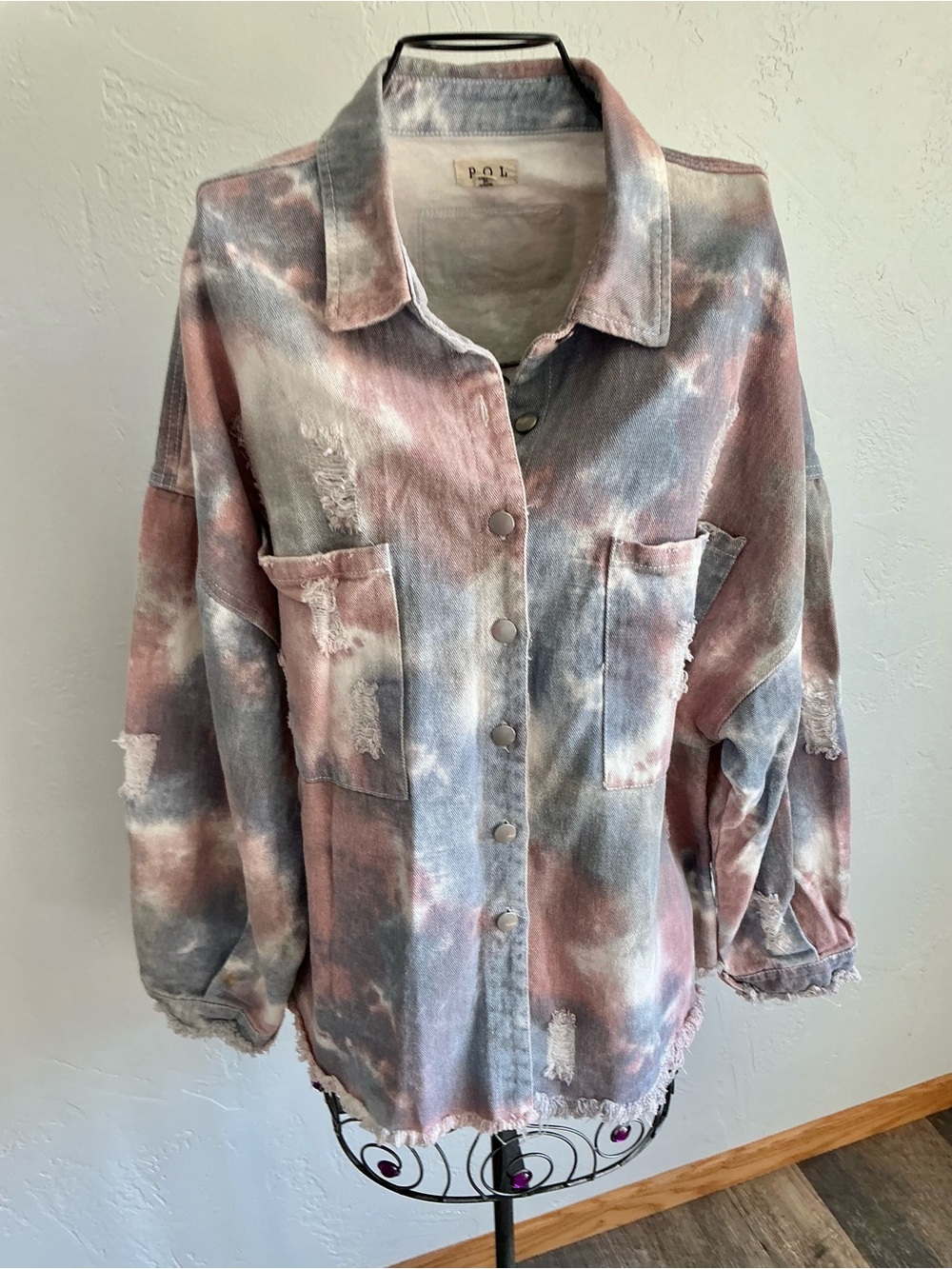 POL Tie-Dye Button-Down Shirt/Shacket Med-XL